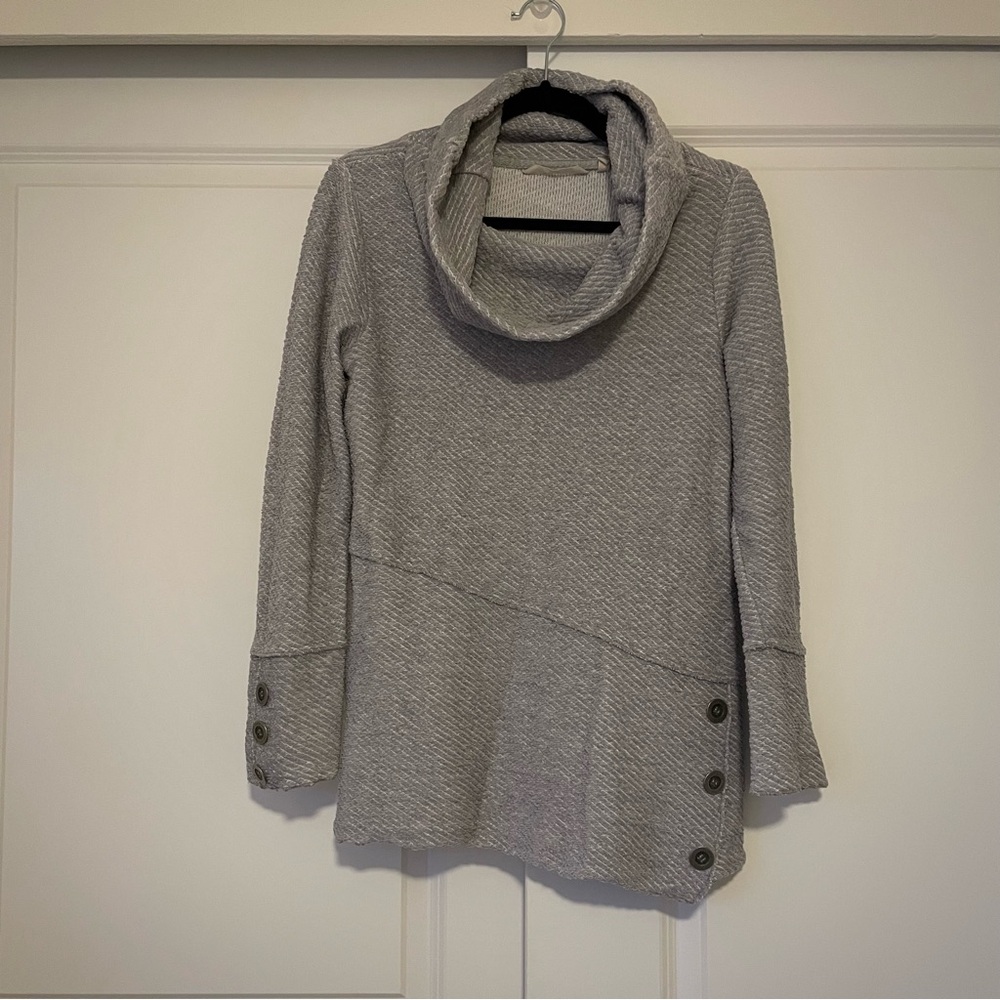 Cozy Gray Women's Sweater with Button Accents